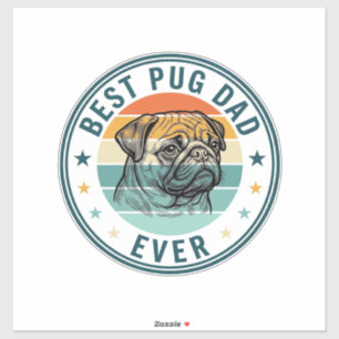 Best Pug Dad Ever Vintage Engraving Dog Shirt Desi Sticker