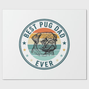Best Pug Dad Ever Vintage Engraving Dog Shirt Desi Wrapping Paper