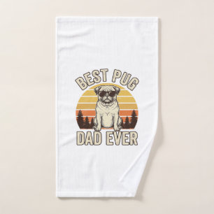 Best Pug Dad Ever Vintage Pug T-Shirt Design_1 Hand Towel