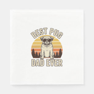 Best Pug Dad Ever Vintage Pug T-Shirt Design_1 Napkins