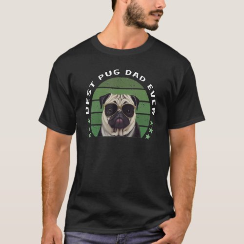 Best Pug Dad Ever Vintage Sunset Dutch Bulldog Pug T_Shirt