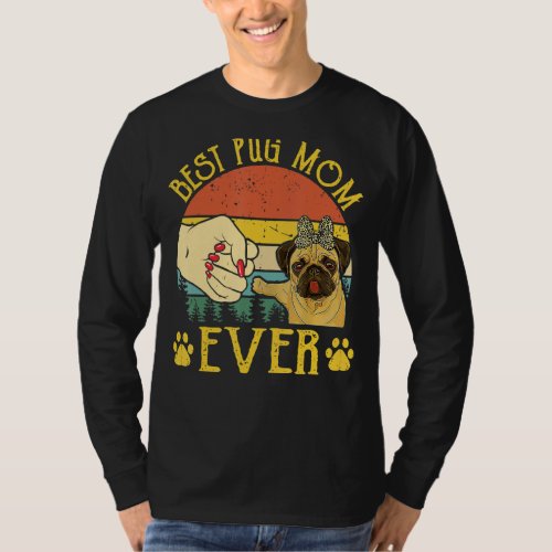 Best Pug Mom Ever Vintage Mother Pug  Leopard T_Shirt