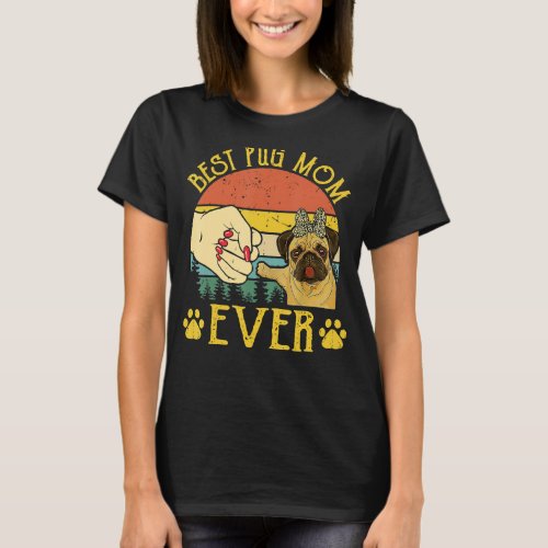 Best Pug Mom Ever Vintage Mother Pug  Leopard T_Shirt