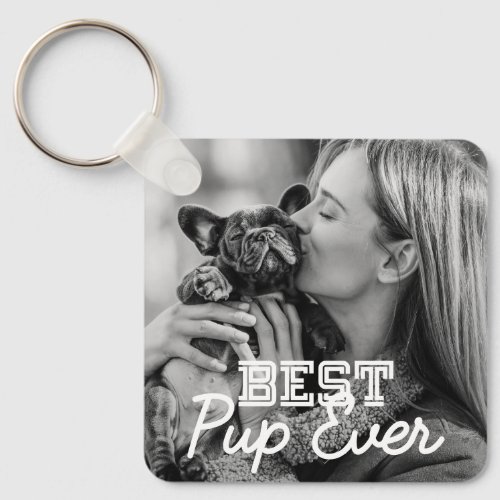 Best Pup Ever Modern Cool Stitch Pet Puppy Photo Keychain
