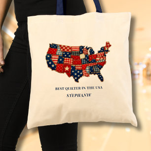 Best Quilter in the USA Personalized Patchwork Tote Bag