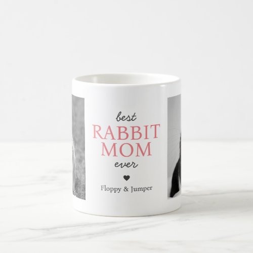 Best Rabbit Mom Ever Photo Collage with Pink Text Coffee Mug