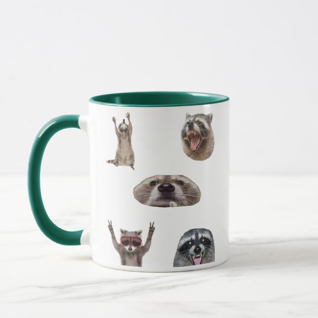 Best Raccoon Meme Compilation Funny Meme Set Mug (Left)