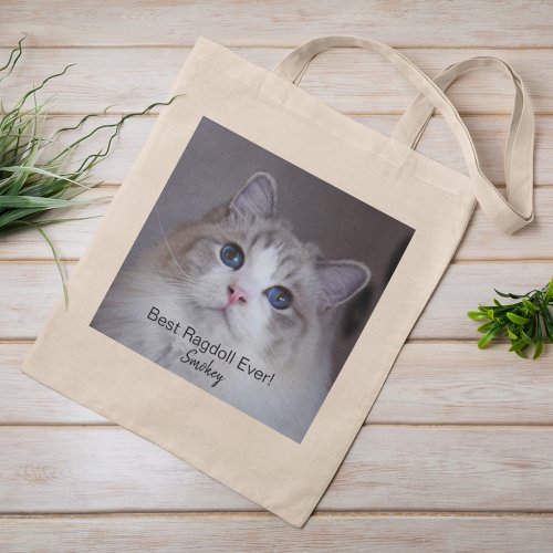 Best Ragdoll Ever Custom Cat Photo Monogram Name Tote Bag