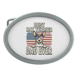 Best Rat Terrier Dad Ever Patriotic Dog Shirt Desi Belt Buckle