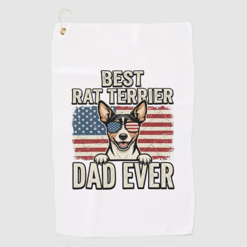 Best Rat Terrier Dad Ever Patriotic Dog Shirt Desi Golf Towel