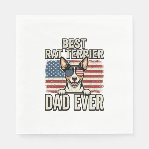 Best Rat Terrier Dad Ever Patriotic Dog Shirt Desi Napkins