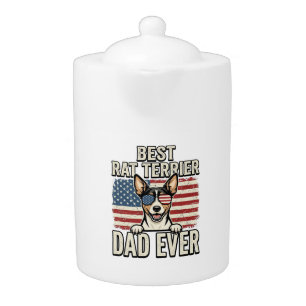 Best Rat Terrier Dad Ever Patriotic Dog Shirt Desi Teapot