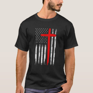 Best Red Cross Ever With Usa Flag Firefighter Fath T-Shirt