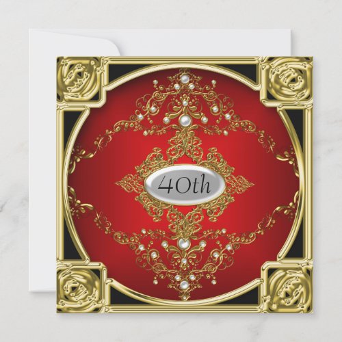 Best Red Gold Birthday Party Invitation