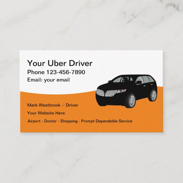 Best Ride Hailing Service Taxi Driver Business Card (Front)