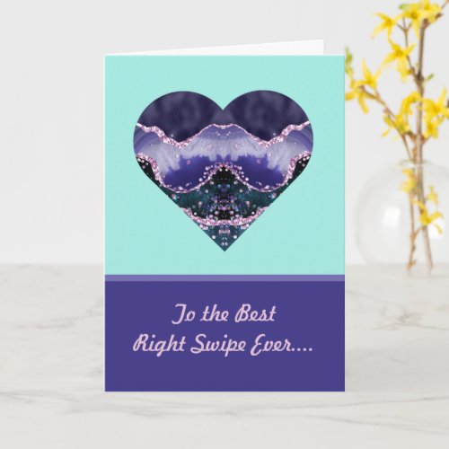 Best Right Swipe Purple Watercolor Heart Valentine Card