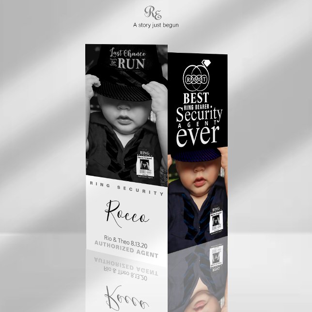 Best Ring Bearer Ever Photo Card (Ring Bearer ring security photo keepsake card, Shown with "last Chance to Run" baseball cap.)