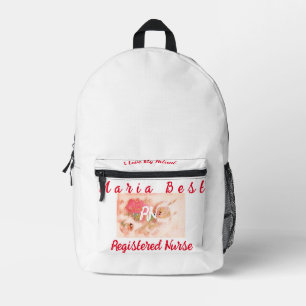 Best RN Registered Nurses First Aid White Printed Backpack