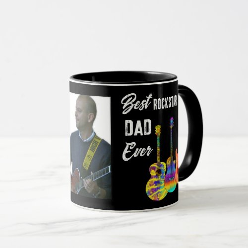 Best Rockstar Dad Ever Custom Photo Fathers Day Mug