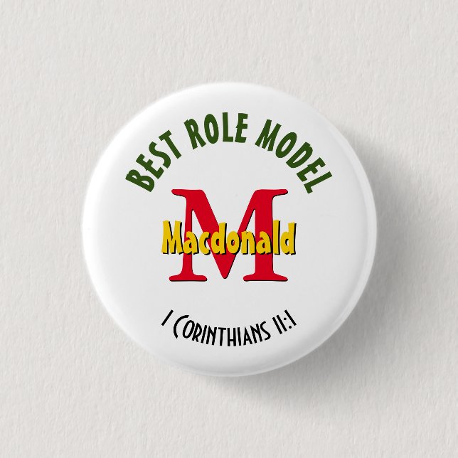 BEST ROLE MODEL Personalized Mom Dad Teacher Button (Front)
