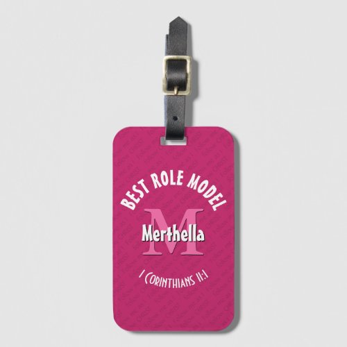 BEST ROLE MODEL Personalized Mother Father PINK Luggage Tag