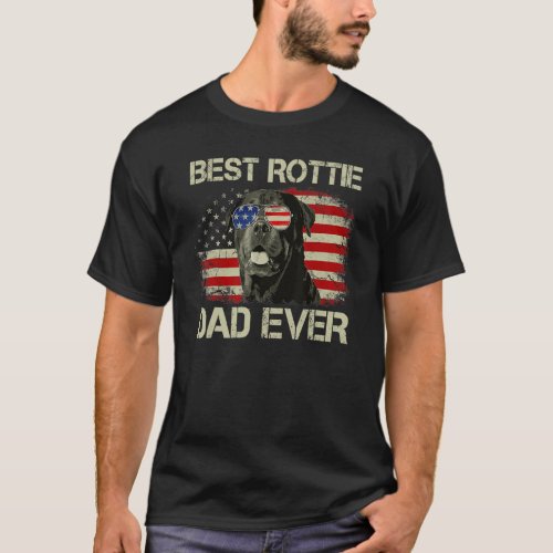 Best Rottie Dad Ever American Flag  Fathers Day T_Shirt