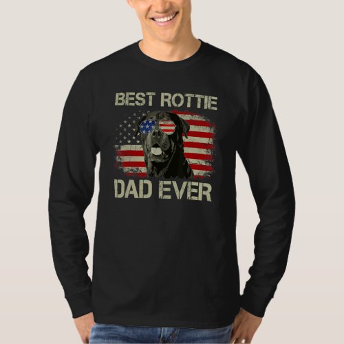 Best Rottie Dad Ever American Flag  Fathers Day T_Shirt