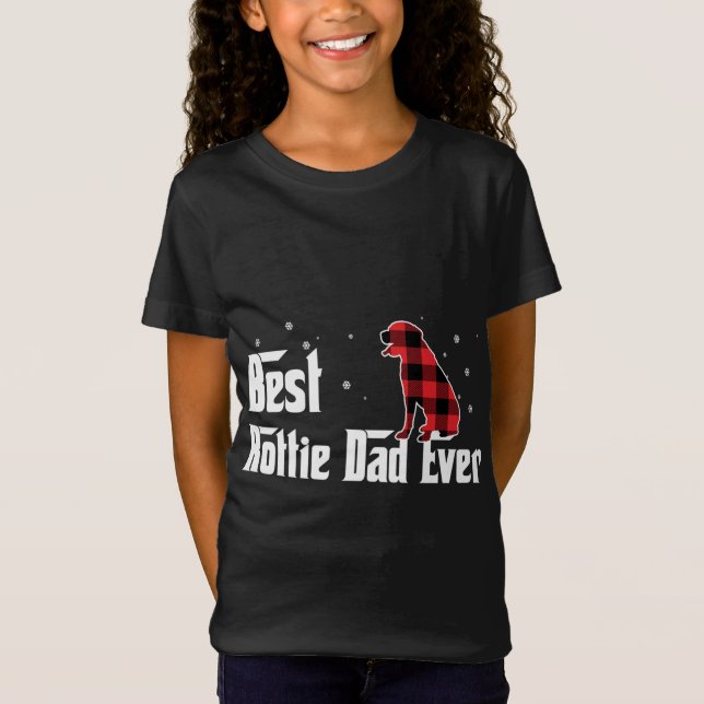 Best Rottie Dad Ever Red Plaid Christmas For Dog L T-Shirt (Front)