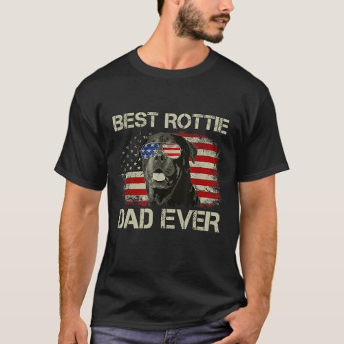 Best Rottie Dad Ever Rottweiler American Flag Gift T_Shirt
