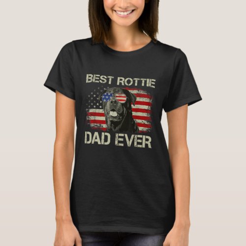 Best Rottie Dad Ever Rottweiler American Flag Gift T_Shirt