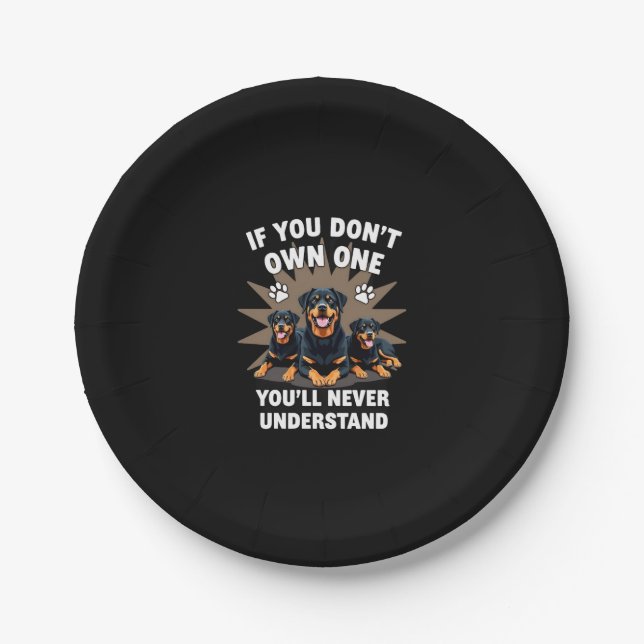 Best Rottweiler Art For Men Women Kids Rottie Rott Paper Plates (Front)