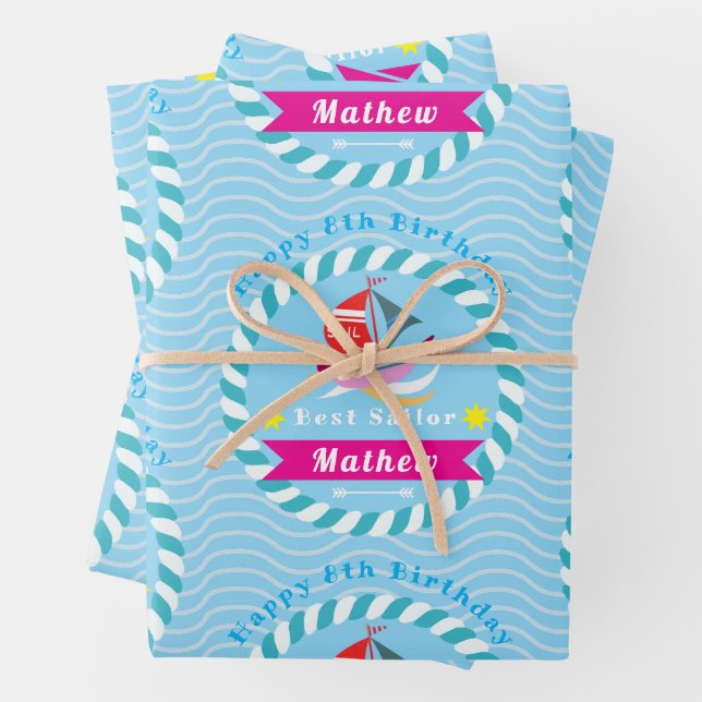 Best Sailor Blue Wrapping Paper Sheets (In situ)