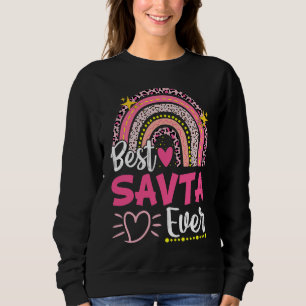 Best Savta Ever Leopard Rainbow New Grandma Mother Sweatshirt