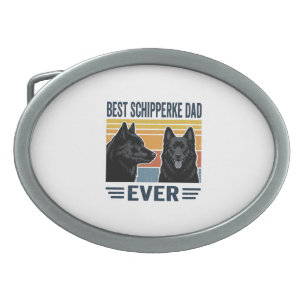 Best Schipperke Dad Ever Retro Dog Vector Design_1 Belt Buckle