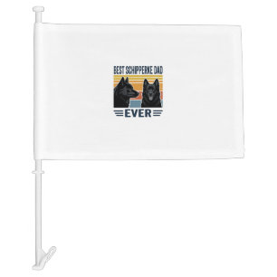 Best Schipperke Dad Ever Retro Dog Vector Design_1 Car Flag