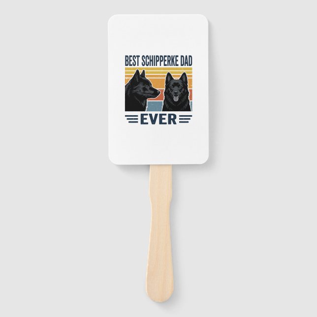 Best Schipperke Dad Ever Retro Dog Vector Design_1 Hand Fan (Front)