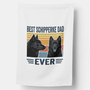 Best Schipperke Dad Ever Retro Dog Vector Design_1 House Flag