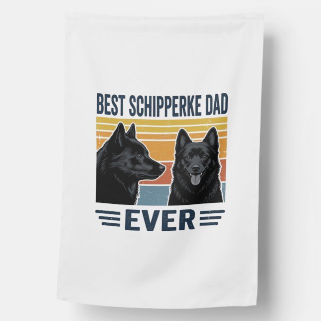 Best Schipperke Dad Ever Retro Dog Vector Design_1 House Flag (Front)