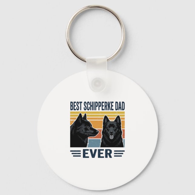 Best Schipperke Dad Ever Retro Dog Vector Design_1 Keychain (Front)