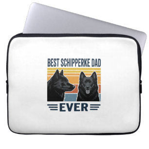 Best Schipperke Dad Ever Retro Dog Vector Design_1 Laptop Sleeve