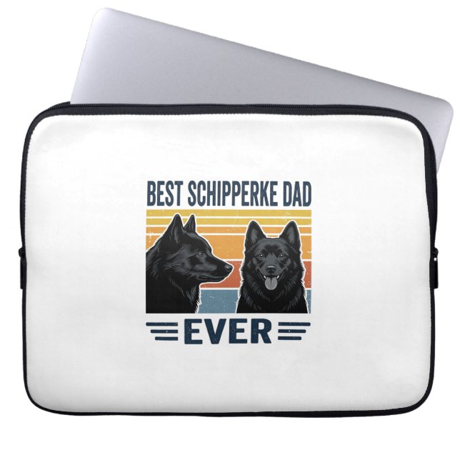 Best Schipperke Dad Ever Retro Dog Vector Design_1 Laptop Sleeve (Front)