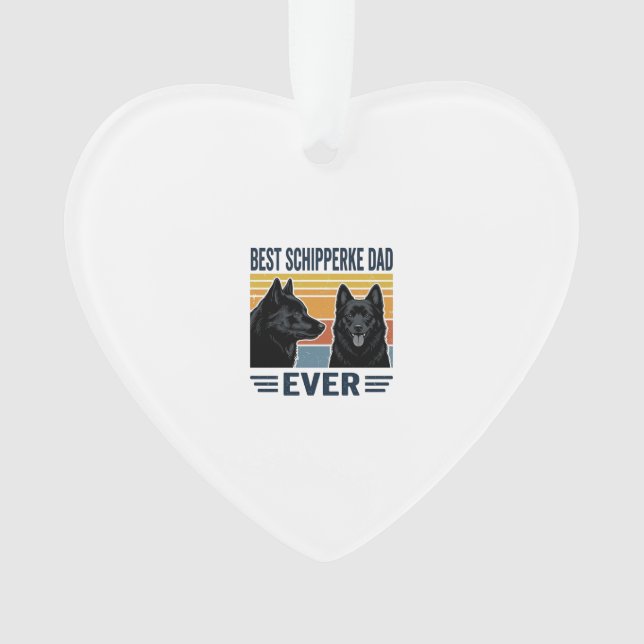 Best Schipperke Dad Ever Retro Dog Vector Design_1 Ornament (Front)