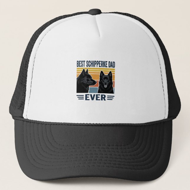 Best Schipperke Dad Ever Retro Dog Vector Design_1 Trucker Hat (Front)