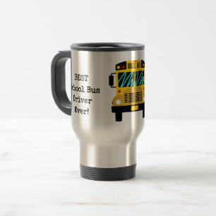 Best School Bus Driver Ever Yellow Illustrated Bus Travel Mug