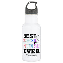 Best School Nurse Ever Personalized Typography Water Bottle