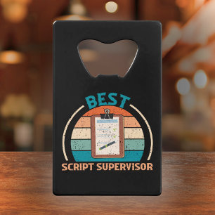 Best Script Supervisor Retro - Film Crew Gift Credit Card Bottle Opener