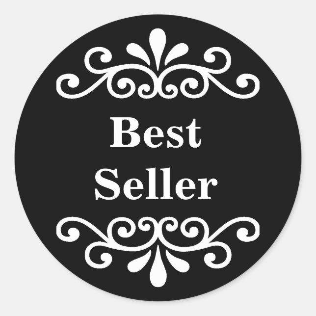 Best Seller in Black and White Classic Round Sticker (Front)