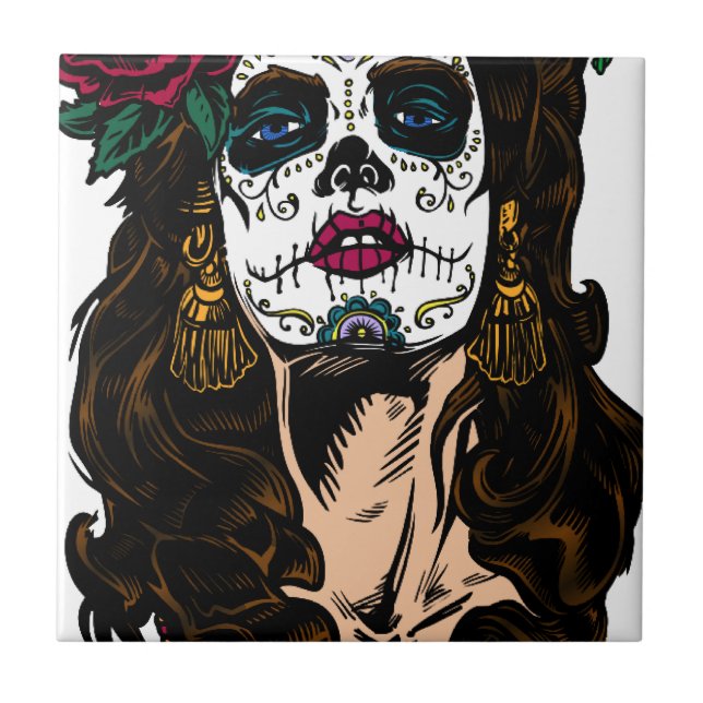 Best Seller Sugar Skull Ceramic Tile (Front)