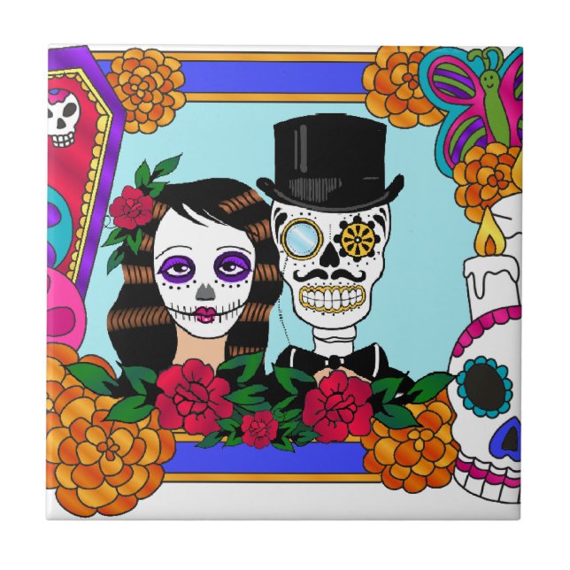 Best Seller Sugar Skull Ceramic Tile (Front)
