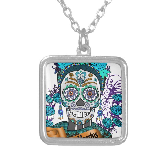 Best Seller Sugar Skull Silver Plated Necklace (Front)